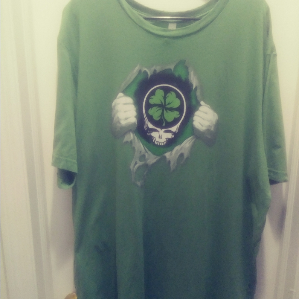 Grateful Dead Steal Your Face 4 Leaf Clover "Superman Pose" Green 3XL T Shirt